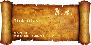 Mink Alex névjegykártya
